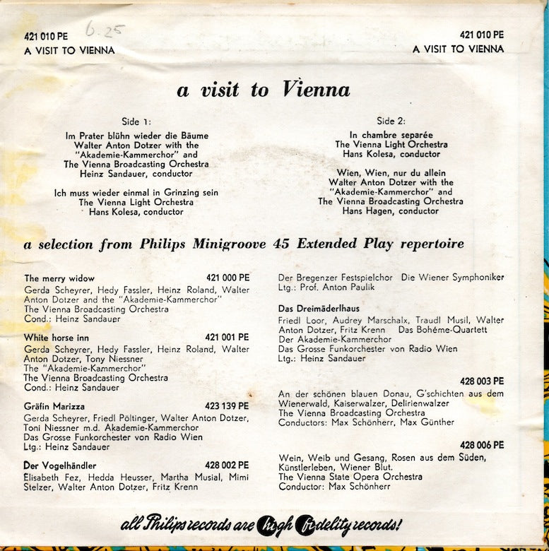 Various Artists - A Visit To Vienna 40784 Vinyl Singles EP Vinyl Goed / Hoes Goed