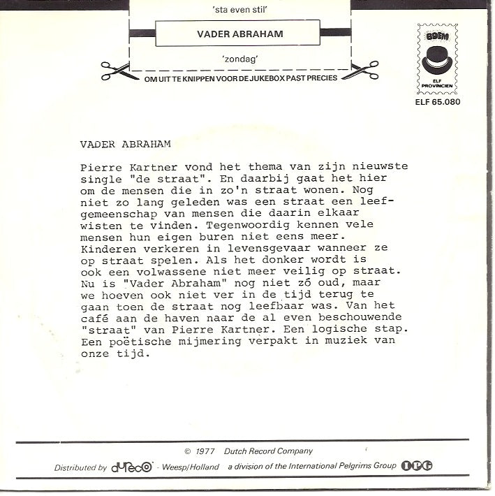 Vader Abraham - Sta Even Stil 31050 Vinyl Singles Vinyl Goed / Hoes Goed