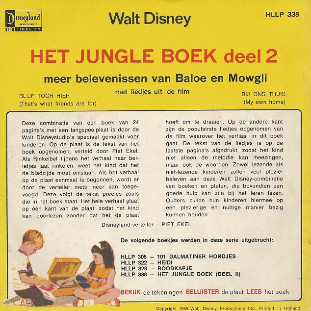Piet Ekel - Walt Disney's Verhaal Van Het Jungle Boek 2 16880 Vinyl Singles Vinyl Goed / Hoes Goed