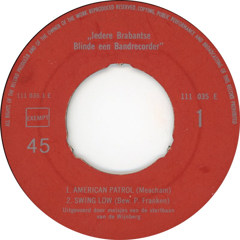 Meisjes Van De Startbaan - Iedere Brabantse Blinde Een Bandrecorder 14964 Vinyl Singles EP Vinyl Goed / Hoes Goed