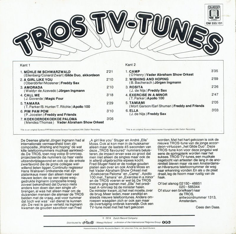 Various - Tros T.V. Tunes (LP) 42692 Vinyl LP Vinyl Goed / Hoes Goed