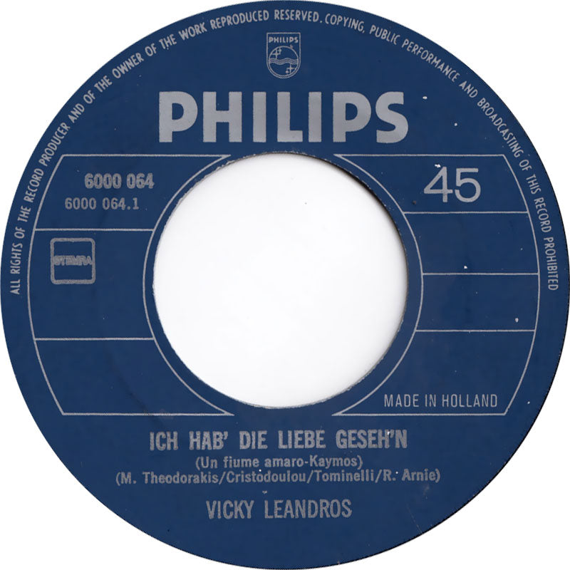 Vicky Leandros - Ich Hab Die Liebe Geseh'n 43442 Vinyl Singles Vinyl Goed / Hoes Goed