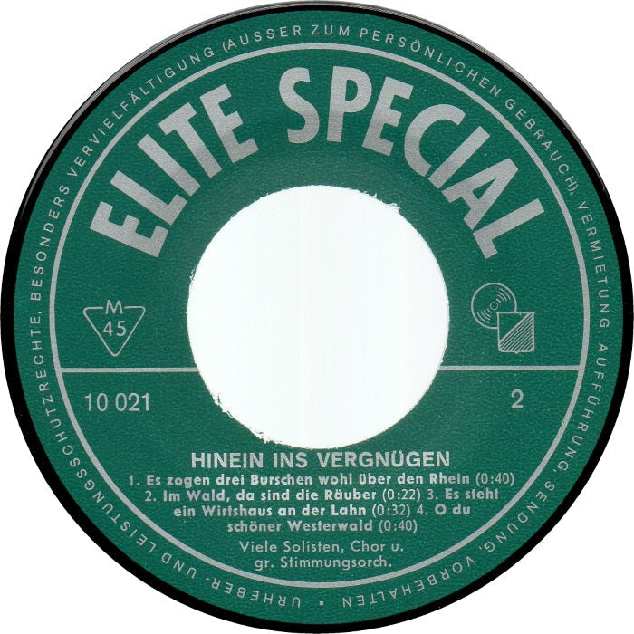 Viele Solisten, Chor Und Großes Stimmungsorchester - Hinein Ins Vergnügen 14906 Vinyl Singles Vinyl Goed / Hoes Goed