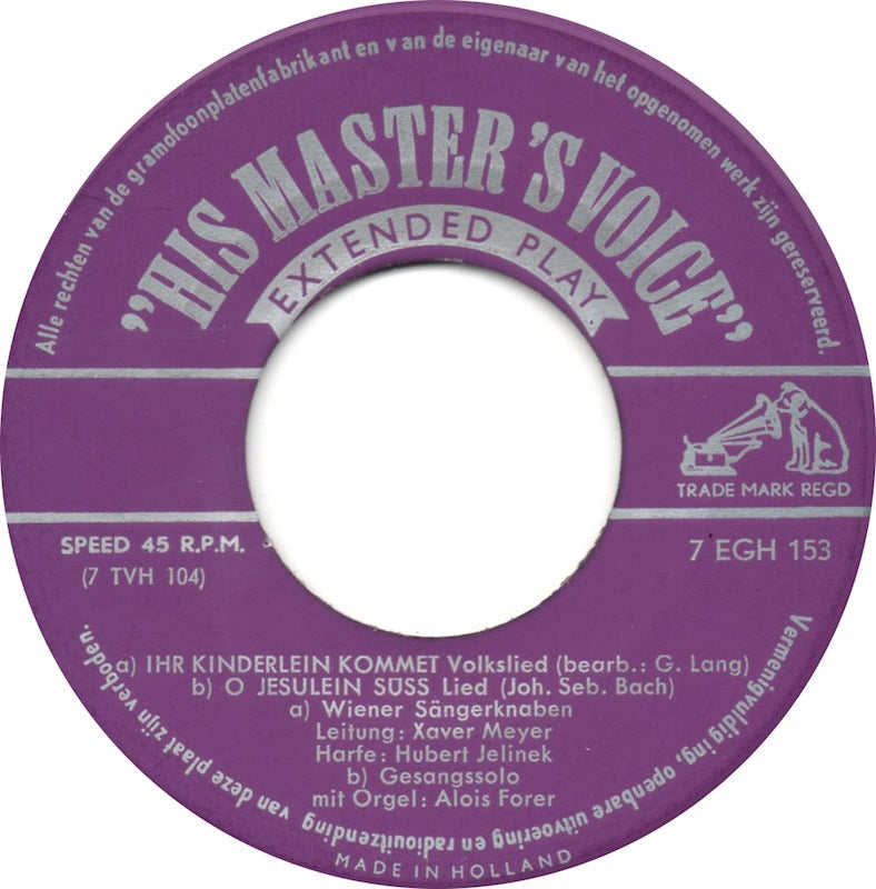 Wiener Sangerknaben - Singen Weihnachtslieder Deel 1 Vinyl Singles EP Vinyl Goed / Hoes Goed