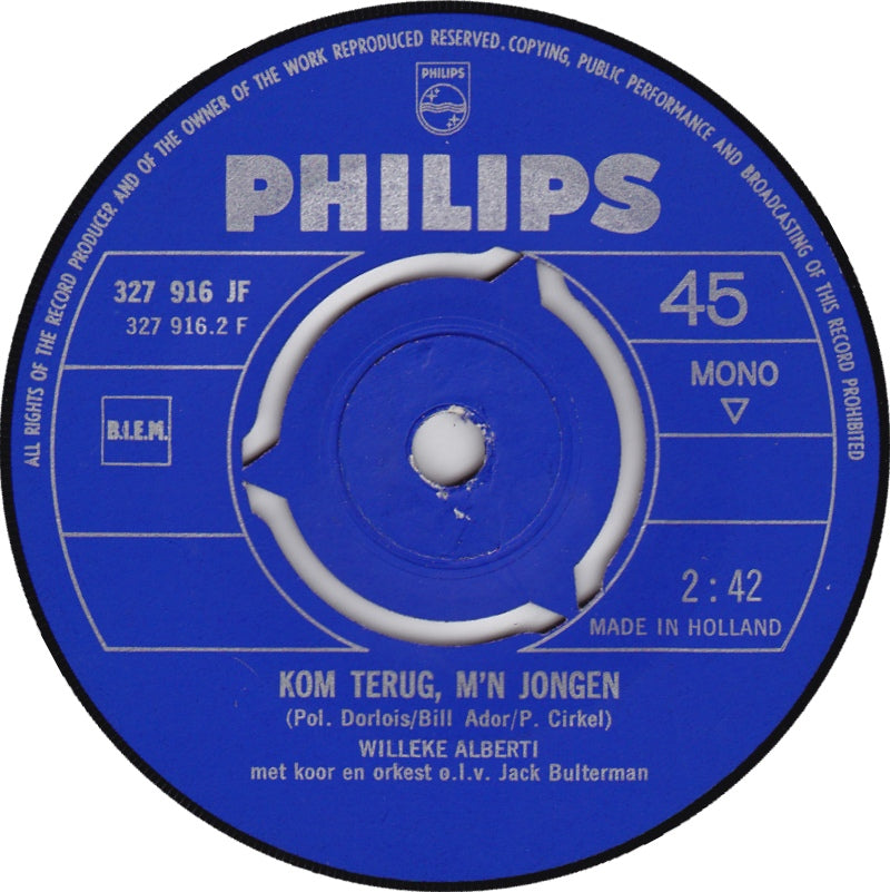 Willeke Alberti - Elke Dag Denk Ik Aan Zondag Vinyl Singles Vinyl Goed / Hoes Goed