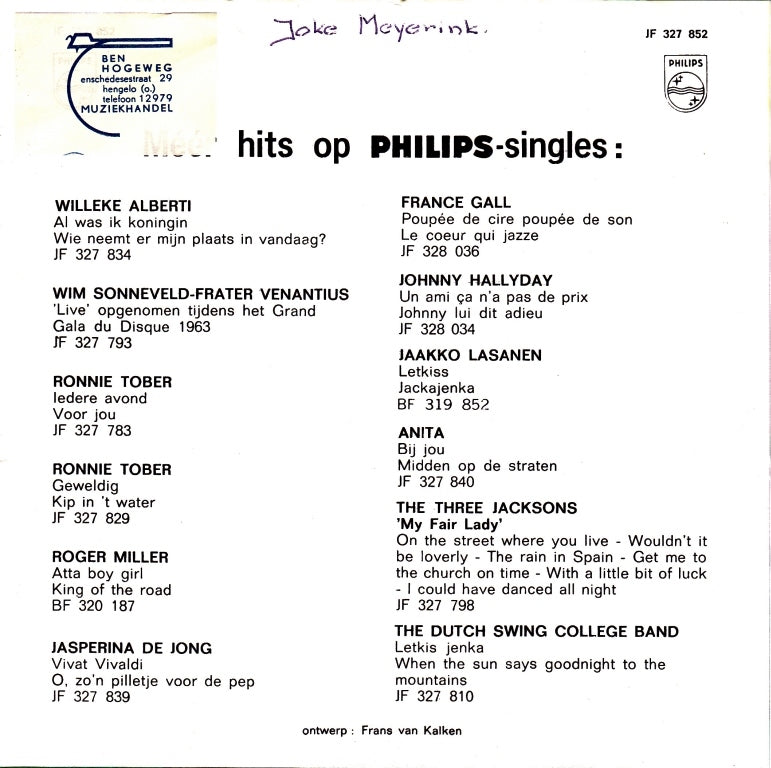 Willeke Alberti - Vanavond Om Kwart Over Zes Ben Ik Vrij 28977 Vinyl Singles Vinyl Goed / Hoes Goed