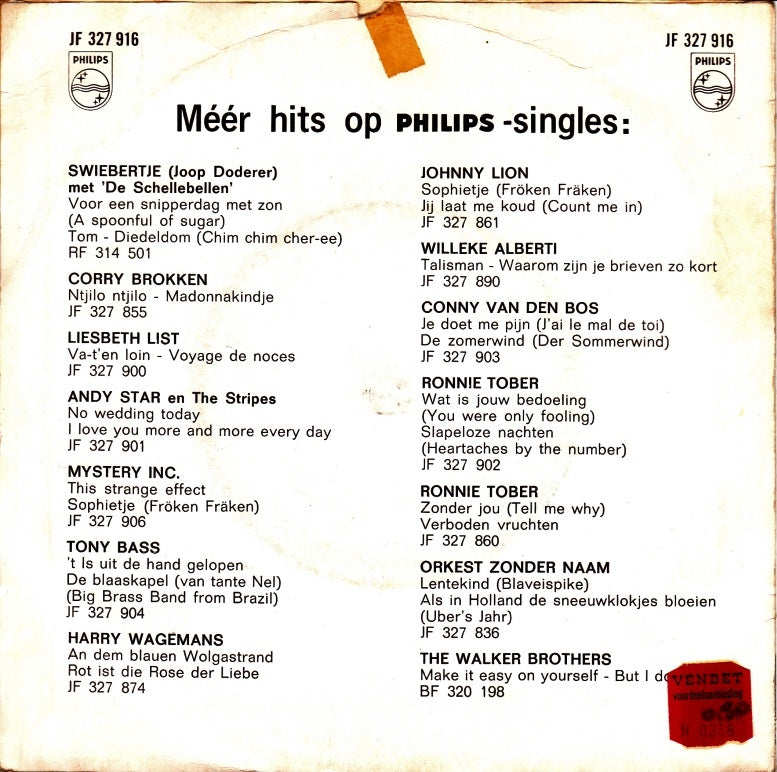 Willeke Alberti - Elke Dag Denk Ik Aan Zondag Vinyl Singles Vinyl Goed / Hoes Goed