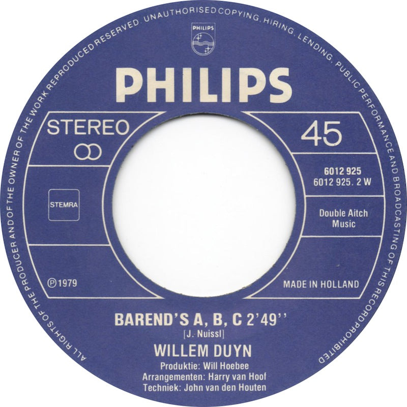 Willem Duyn - Willem 35263 Vinyl Singles Vinyl Goed / Hoes Goed
