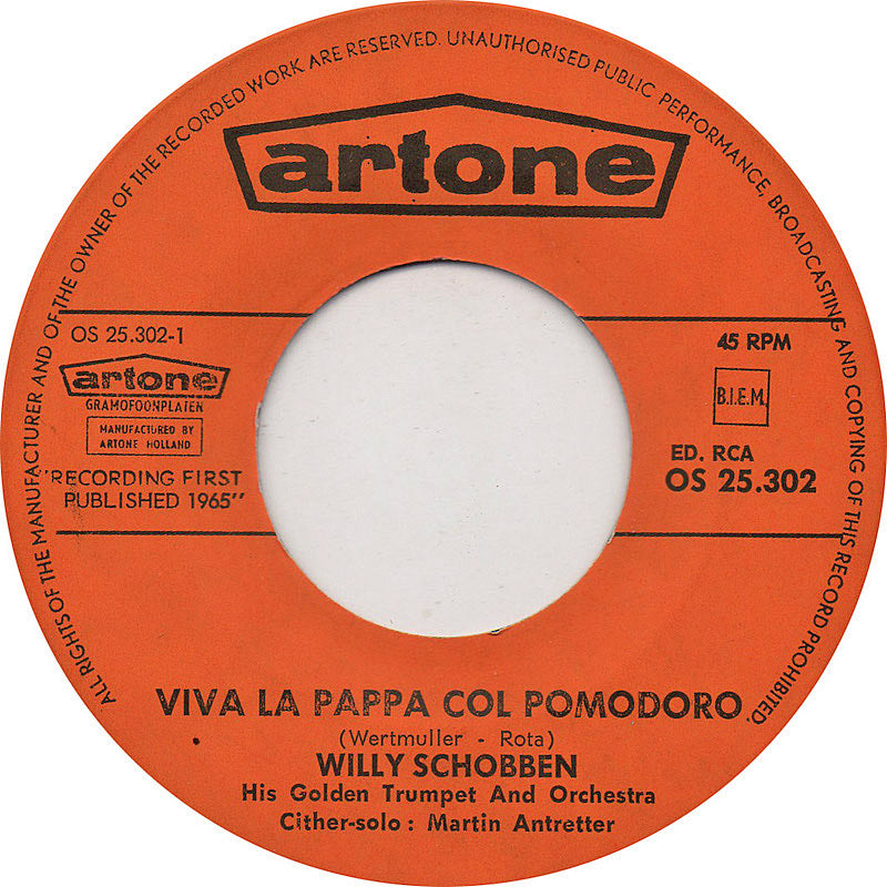 Willy Schobben - Viva La Pappa Col Pomodoro 34429 Vinyl Singles Vinyl Goed / Hoes Goed