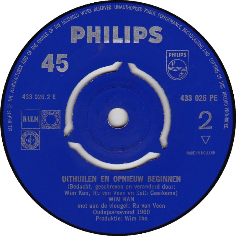 Wim Kan - Uithuilen En Opnieuw Beginnen: Oudejaarsavond 1960 02145 Vinyl Singles EP Vinyl Goed / Hoes Goed