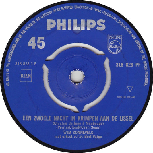 Wim Sonneveld - Een Zwoele Nacht In Krimpen Aan De IJssel 14798 Vinyl Singles Vinyl Goed / Hoes Generic