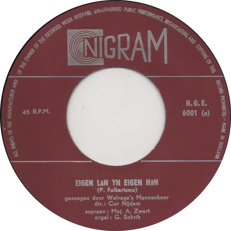 Wolvega's Mannenkoor - Eigen Lân Yn Eigen Hân 23968 23964 Vinyl Singles Vinyl Goed / Hoes Goed