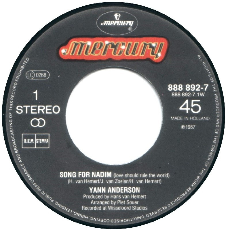 Yann Andersen - Song For Nadim 13605 Vinyl Singles Vinyl Goed / Hoes Goed