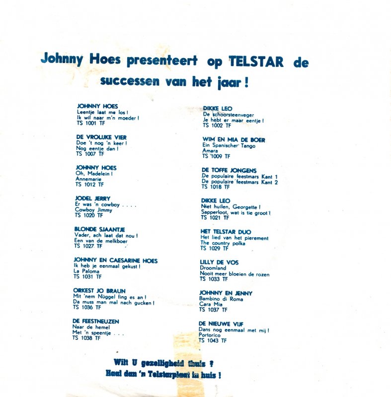 Zangeres Zonder Naam - Bloemen Aan Moeder Vinyl Singles Vinyl Goed / Hoes Goed