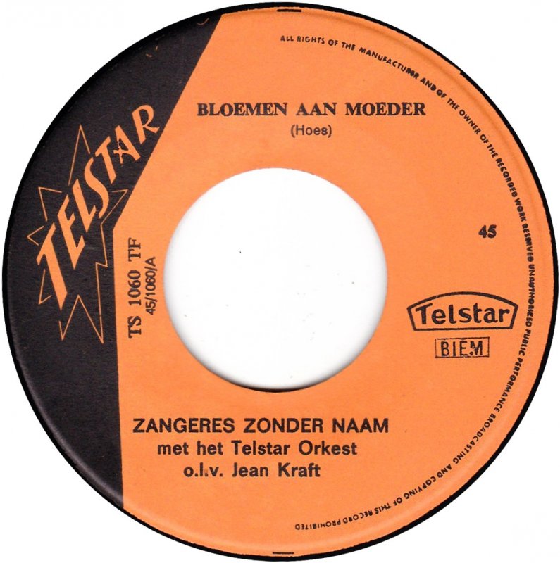 Zangeres Zonder Naam - Bloemen Aan Moeder Vinyl Singles Vinyl Goed / Hoes Goed