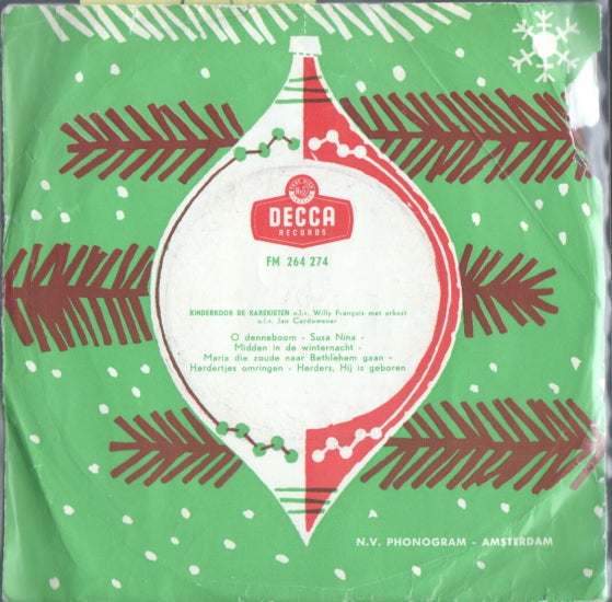 Haags Kinderkoor - Kerstliedjes No. 1 Vinyl Singles Vinyl Zeer Goed / Hoesje Goed "VINYLSINGLES.NL"