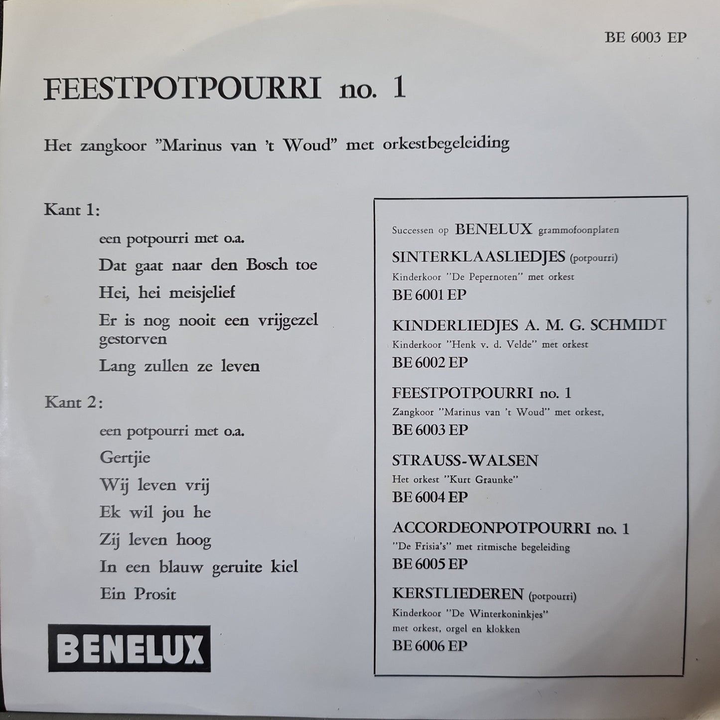 Chor Marinus van 'T Woud - Feetpotpourri Nr.1 ​​(EP) 33674