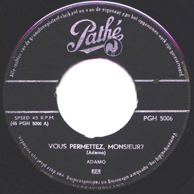 Adamo - Vous Permettez, Monsieur? Vinyl Singles Vinyl Zeer Goed / Hoesje Goed "VINYLSINGLES.NL"