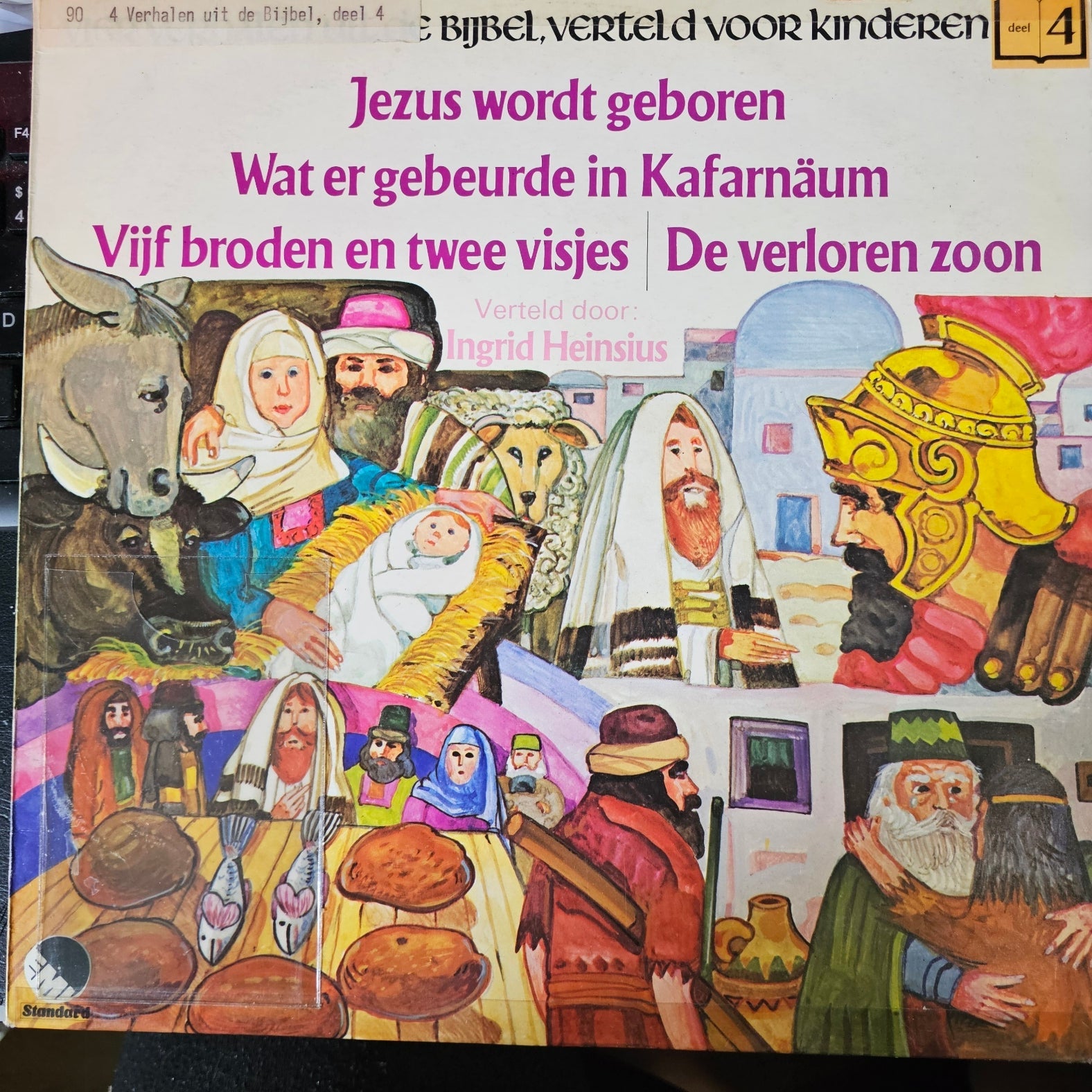 Ingrid Heinsius - Vier Verhalen Uit De Bijbel, Verteld Voor Kinderen - Deel 4 (LP) 51721b Vinyl LP Vinyl Goed / Hoes Zie Foto