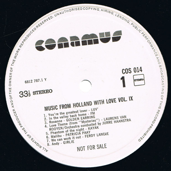 Various – Music From Holland With Love Vol. 9 (LP) 51753 Vinyl LP Vinyl Goed / Hoes Goed