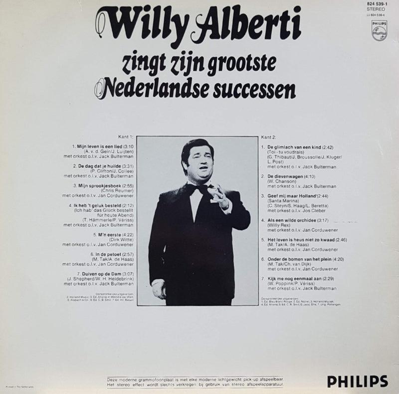 Willy Alberti – Singt seine größten niederländischen Erfolge (LP) 44911