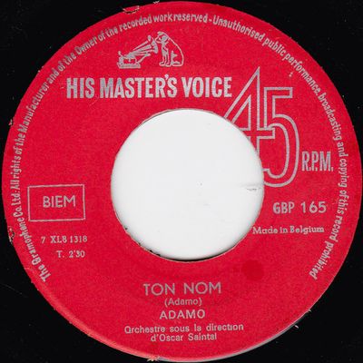 Adamo - Ton Nom Vinyl Singles Vinyl Zeer Goed / Hoesje Generic "VINYLSINGLES.NL"