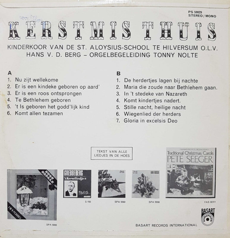 Kinderkoor van de St. Aloysiusschool Hilversum - Kerstmis Thuis (LP) 44207 Vinyl LP JUKEBOXSINGLES.NL   