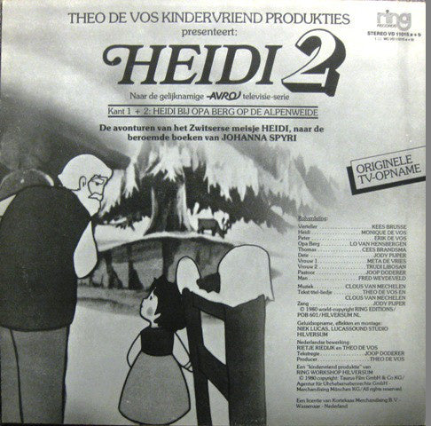 Heidi - Heidi *, Heidi Bij Op Berg Op De Alpenweide (LP) Vinyl LP Vinyl Zeer Goed / Hoesje Goed "VINYLSINGLES.NL"
