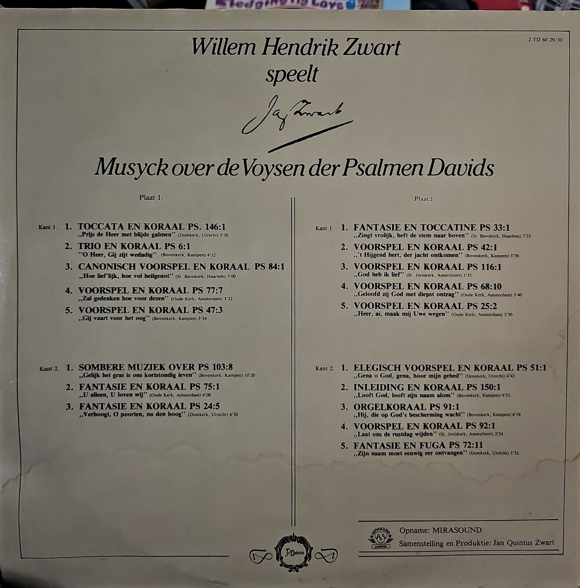 Willem Hendrik Zwart - Speelt Jan Zwart (LP) 50750 Vinyl LP Dubbel Vinyl Goed / Hoes Goed