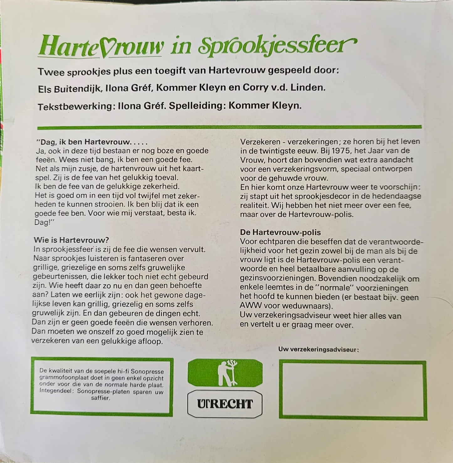 Kommer Kleijn - Hartevrouw In Sprookjessfeer (Flex-disc) 42813 Flexidisc Vinyl Goed / Hoes Goed