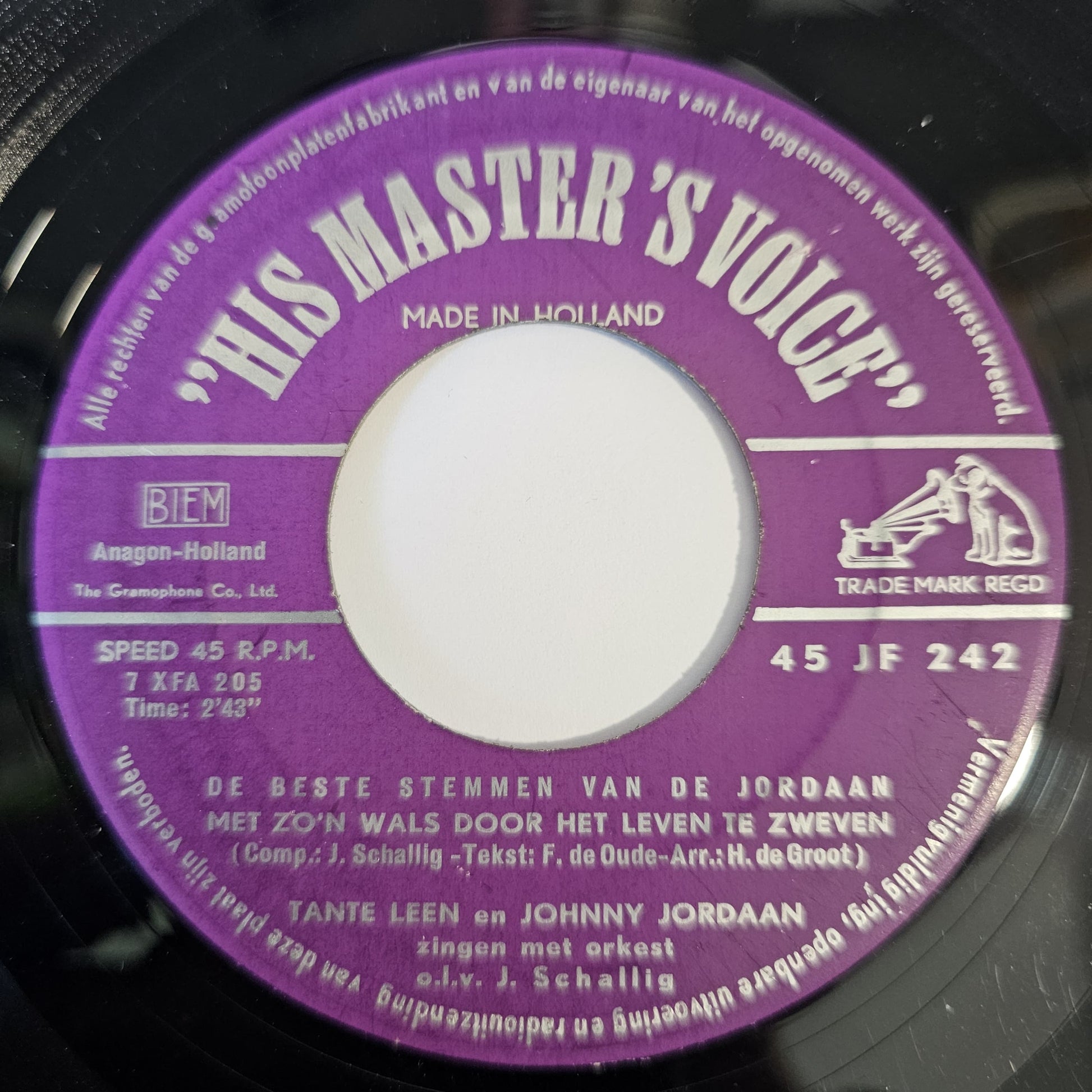 Tante Leen En Johnny Jordaan - Met Zo’n Wals Door Het Leven Te Zweven 40859 Vinyl Singles Vinyl Goed / Hoes Goed