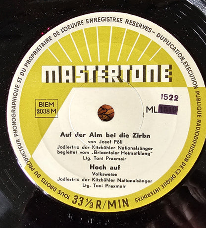 Jodeltrio der Kitzbühler Nationalsänger - Auf Der Alm Bei Die Zirbn 42351 Vinyl Singles EP Vinyl Goed / Hoes Goed