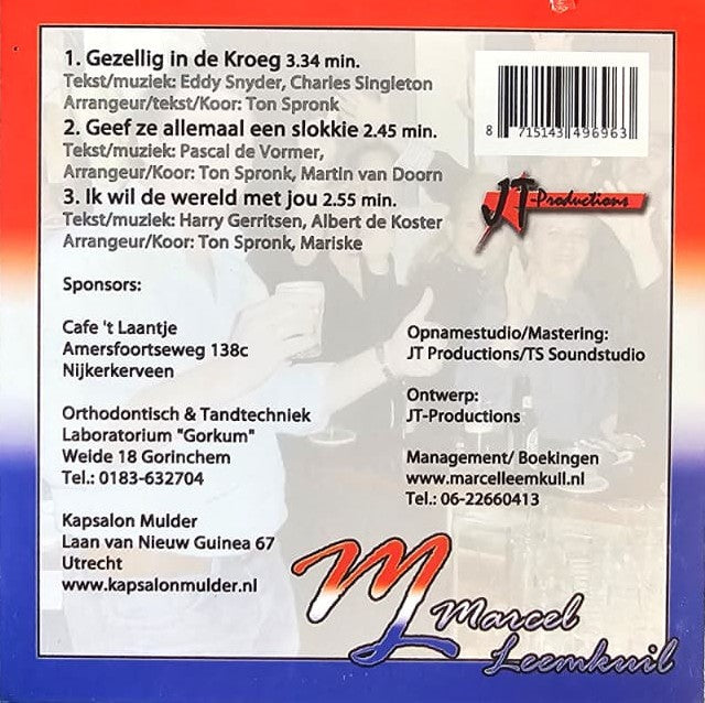 Marcel Leemkuil - Gezellig In De Kroeg (CD) 71182 Compact Disc Single Goede Staat