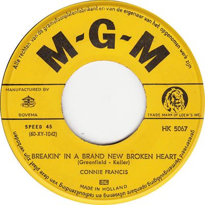 Connie Francis - Breakin' In A Brand New Broken Heart Vinyl Singles Vinyl Zeer Goed / Hoesje Generic "VINYLSINGLES.NL"