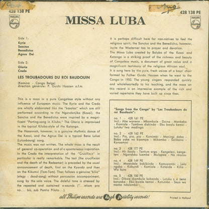 Joachim Ngoi Et Les Troubadours Du Roi Baudouin - Missa Luba 08031 Vinyl Singles EP Vinyl Goed / Hoes Goed