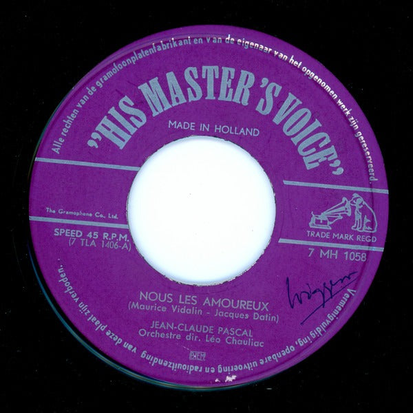 Jean-Claude Pascal - Nous Les Amoureux 07909 Vinyl Singles Vinyl Goed / Hoes Generic