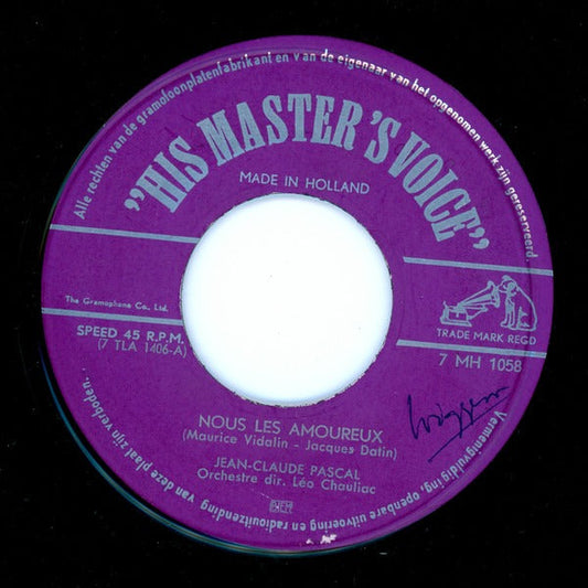Jean-Claude Pascal - Nous Les Amoureux 07909 Vinyl Singles Vinyl Goed / Hoes Generic