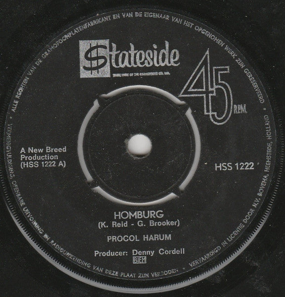 Procol Harum - Homburg 42777 vinylsingle Vinyl Goed / Hoes Generic