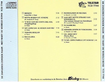 Zangeres Zonder Naam - Met Mary De Wereld Rond (CD) 70490 Compact Disc Goede Staat