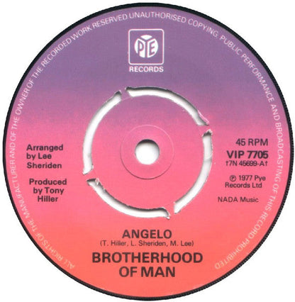 Brotherhood of Man - Angelo 41317 Vinyl Singles Vinyl Zeer Goed / Hoesje Goed "VINYLSINGLES.NL"