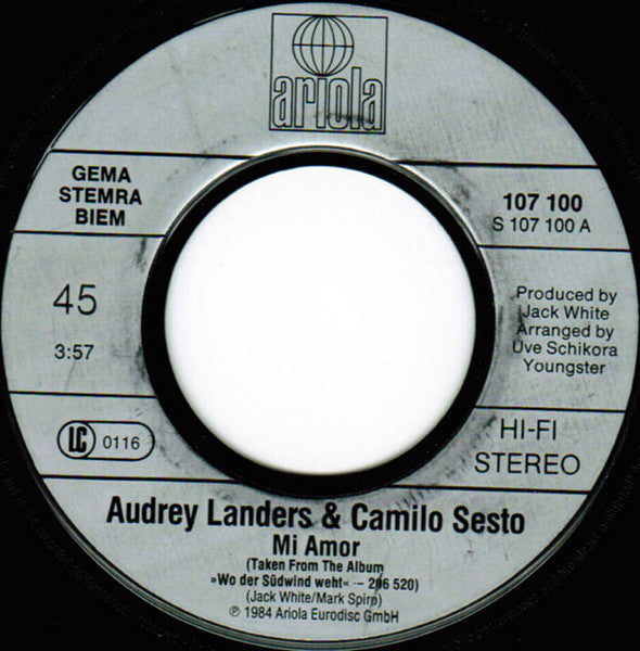 Audrey Landers & Camilo Sesto - Mi Amor Vinyl Singles Vinyl Zeer Goed / Hoesje Goed "VINYLSINGLES.NL"