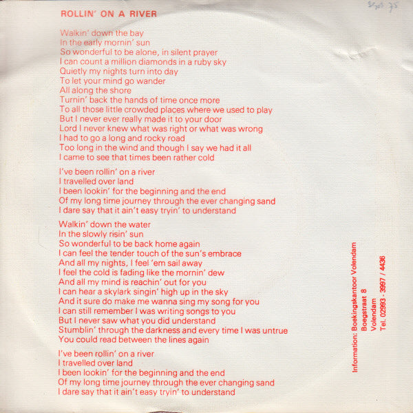 Piet Veerman - Rollin' On A River 26144 Vinyl Singles Vinyl Goed / Hoes Goed