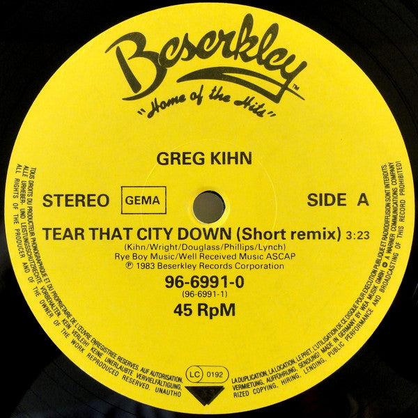 Greg Kihn Band - Tear That City Down (Maxi-Single) Maxi-Singles JUKEBOXSINGLES.NL   