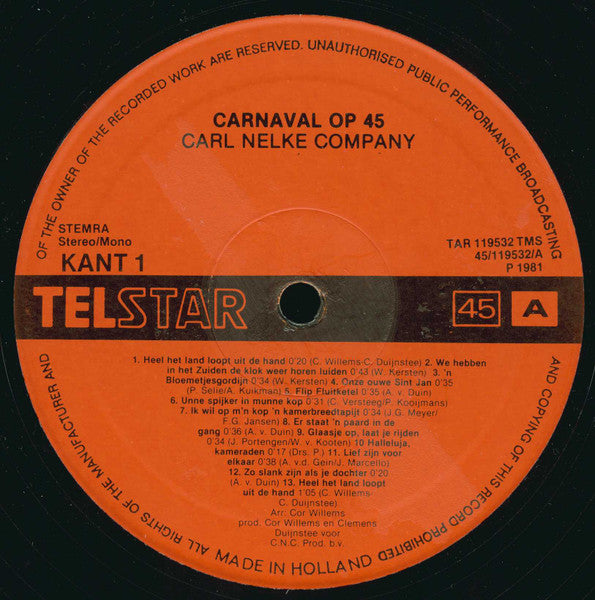 Carl Nelke Company - Carnaval Op 45 (LP) 40851 Vinyl LP JUKEBOXSINGLES.NL   