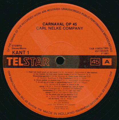 Carl Nelke Company - Carnaval Op 45 (LP) 40851 Vinyl LP JUKEBOXSINGLES.NL   