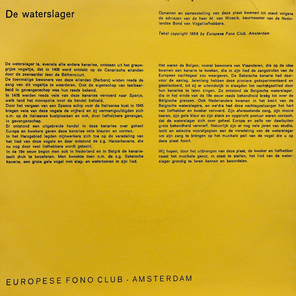 No Artist - Het Lied Van De Waterslager 14550 Vinyl Singles Vinyl Goed / Hoes Goed