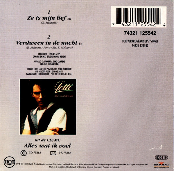 Helmut Lotti - Ze Is Mijn Lief Vinyl Singles Vinyl Zeer Goed / Hoesje Goed "VINYLSINGLES.NL"