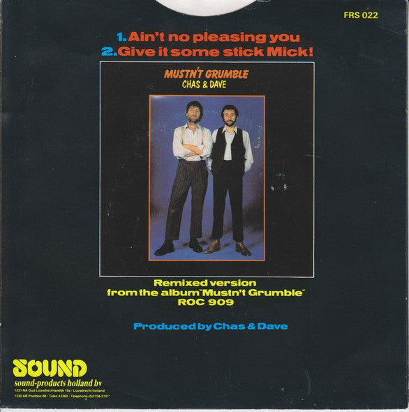 Chas & Dave - Ain't No Pleasing You 41095 Vinyl Singles Vinyl Zeer Goed / Hoesje Goed "VINYLSINGLES.NL"