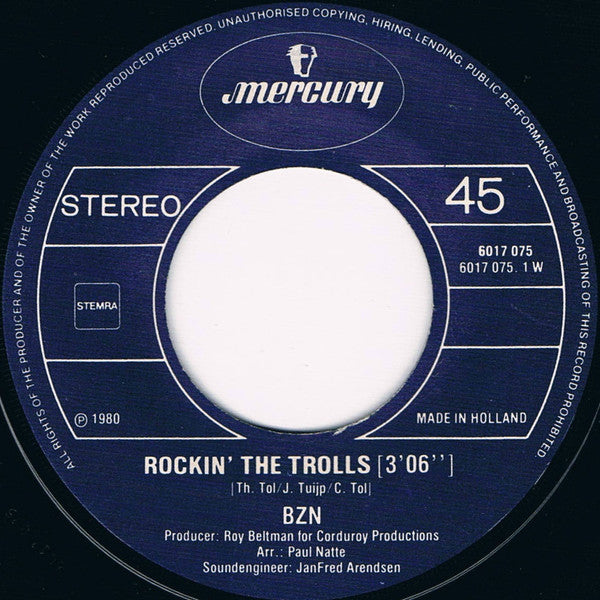 BZN - Rockin' The Trolls 25859 Vinyl Singles Vinyl Zeer Goed / Hoesje Goed "VINYLSINGLES.NL"