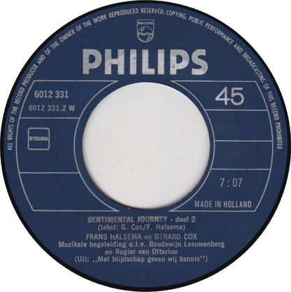 Frans Halsema & Gerard Cox - Sentimental Journey (Deel 1 + Deel 2) 23317 Vinyl Singles Vinyl Goed / Hoes Generic